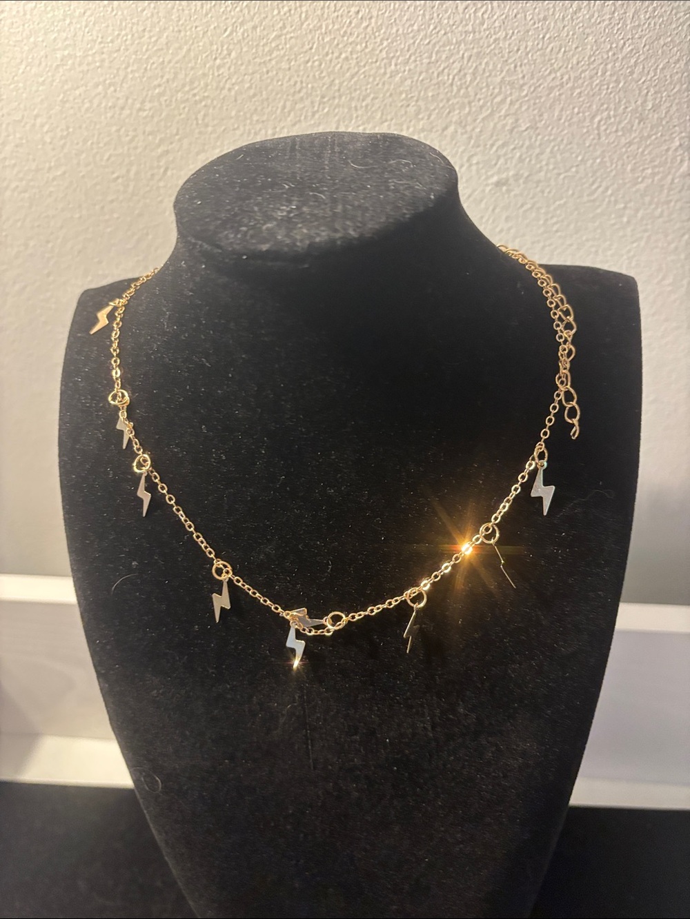 Gold Lightning Bolt Charm Necklace - Women Jewelry